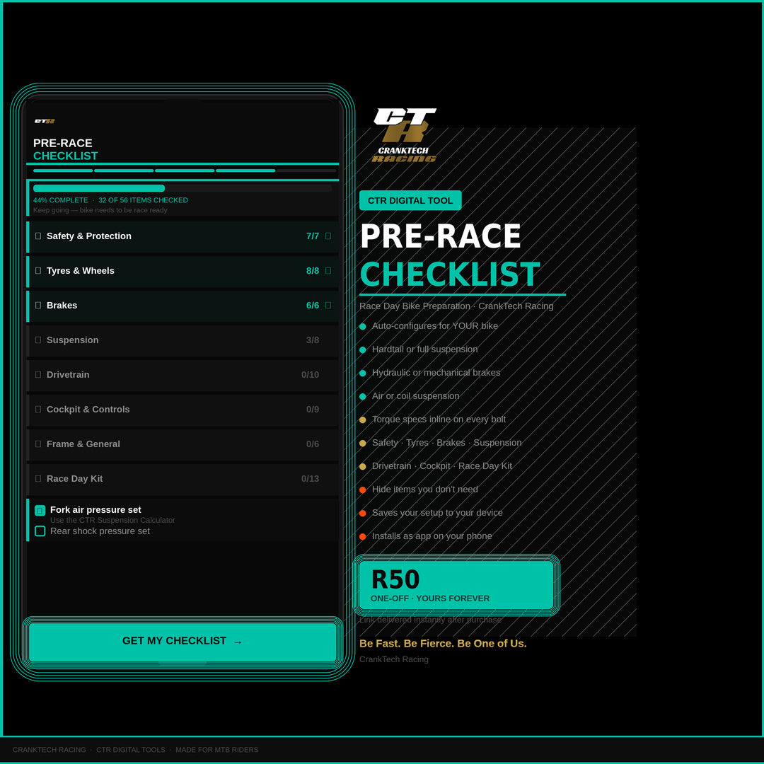 CTR Pre-Race Checklist — MTB Race Day Bike & Rider Preparation Tool
